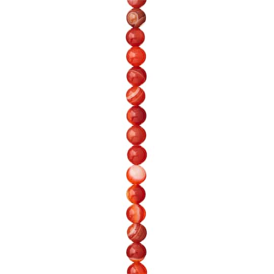 12 Pack: Amber Banded Agate Round Beads, 6mm by Bead Landing™